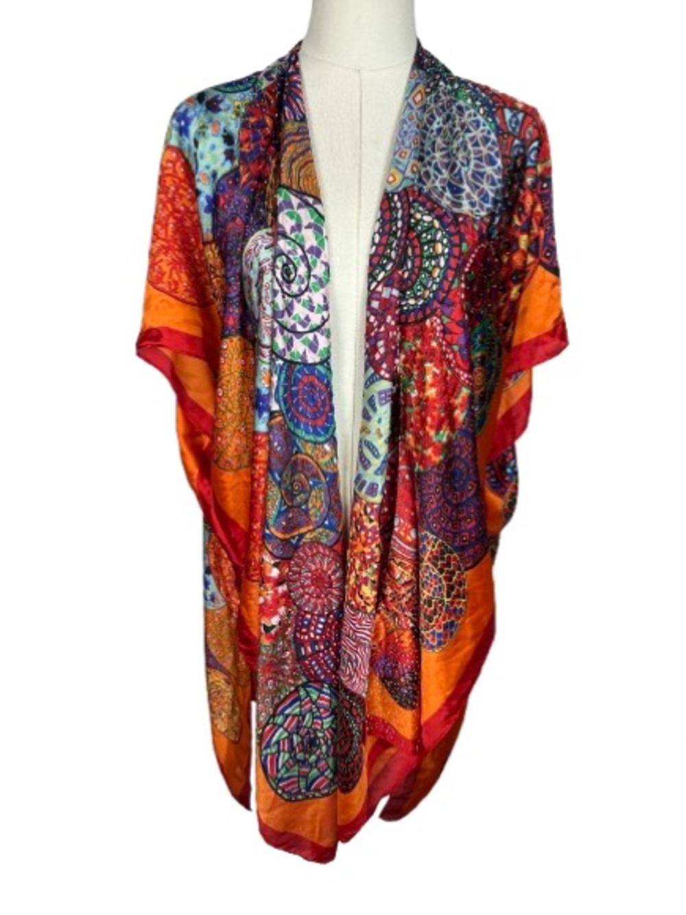 Adrienne Vittadini Multicolor Beaded Caftan Coverup